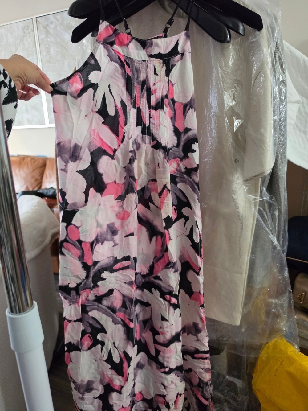 Donna KARAN Floral Pink & Black Sleeveless Women’s Dress SIZE MEDIUM